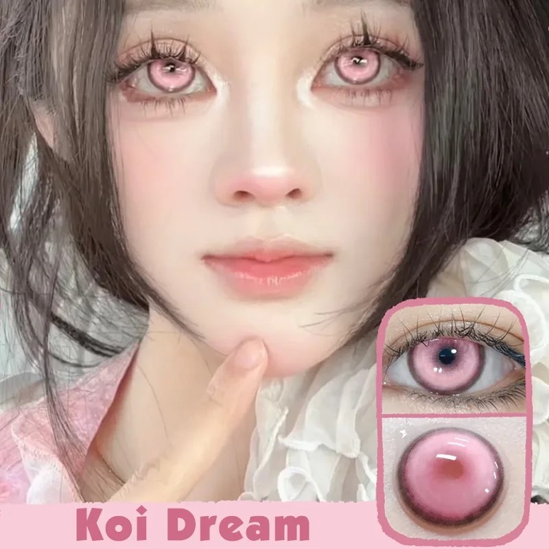 เกรด 1 คู่อะนิเมะคอสเพลย์สีคอนแทคเลนส์สีชมพูนักเรียน Softlens ฮาโลวีน 14.5 มม.