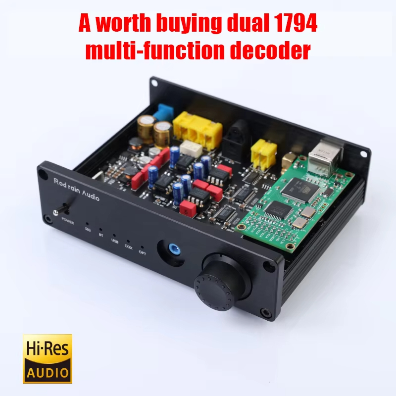 Rod Rain Audio Dual HIFI Sound ถอดรหัสบลูทูธ 5.1 เครื่องขยายเสียงหูฟัง PCM1794 DAC QCC5125 Amanero U