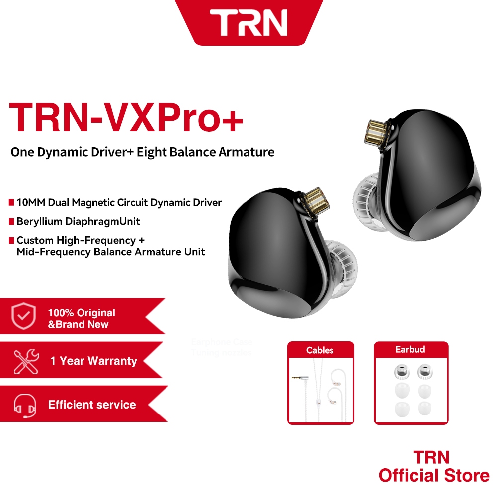 Trn VX PRO + หูฟังชนิดใส่ในหู 1DD + 8BA ไดรฟ์ไฮบริดพร้อมไมโครโฟนตัดเสียงรบกวน HiFi IEM หูฟังชุดหูฟัง