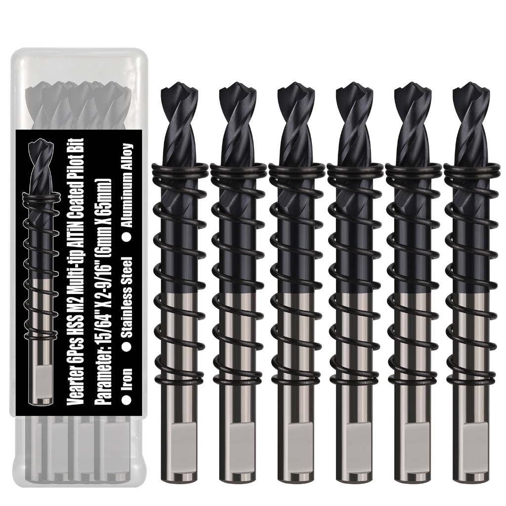 Vearter 6PCS Pilot Drill Bit สําหรับ Hole Saw, AITiN เคลือบ HSS M2 Hole Saw Center เจาะบิตสําหรับโลห
