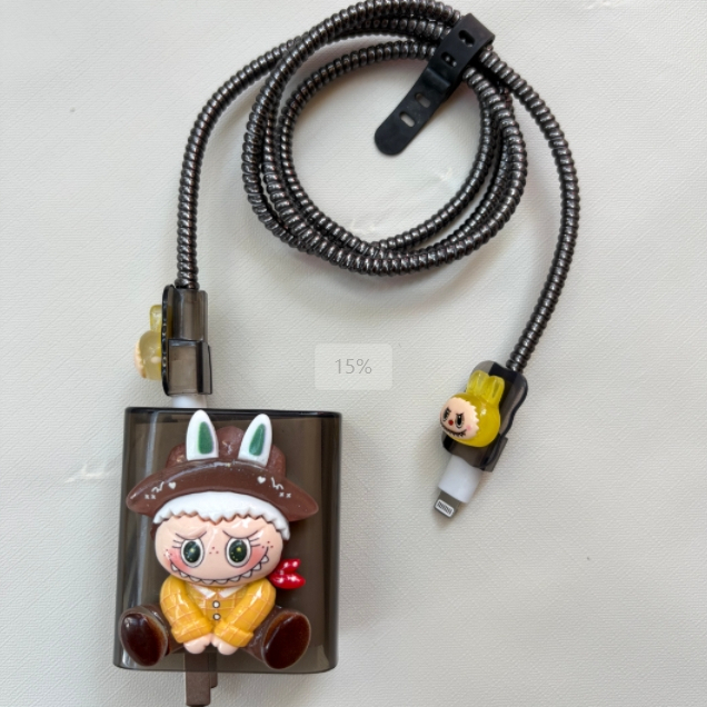 Labubu เหมาะสําหรับ XIAOMI 33W 67w/90w Charger เคสป้องกันสายเคเบิลข้อมูลป้องกัน