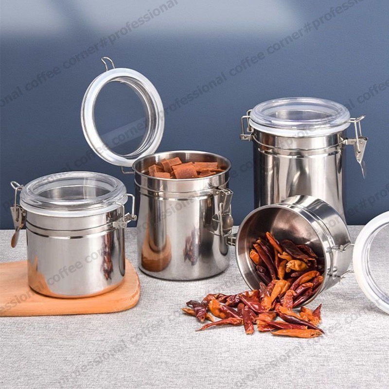 กระป๋องสเตนเลส 4 นิ้ว สําหรับเก็บอาหาร ส่กาแฟ แป้ง กาแฟ น้ําตาล ขวดโหลสแตนเลส กระปุก ใส่เครื่องปรุง กันน้ำ กันความชื้น