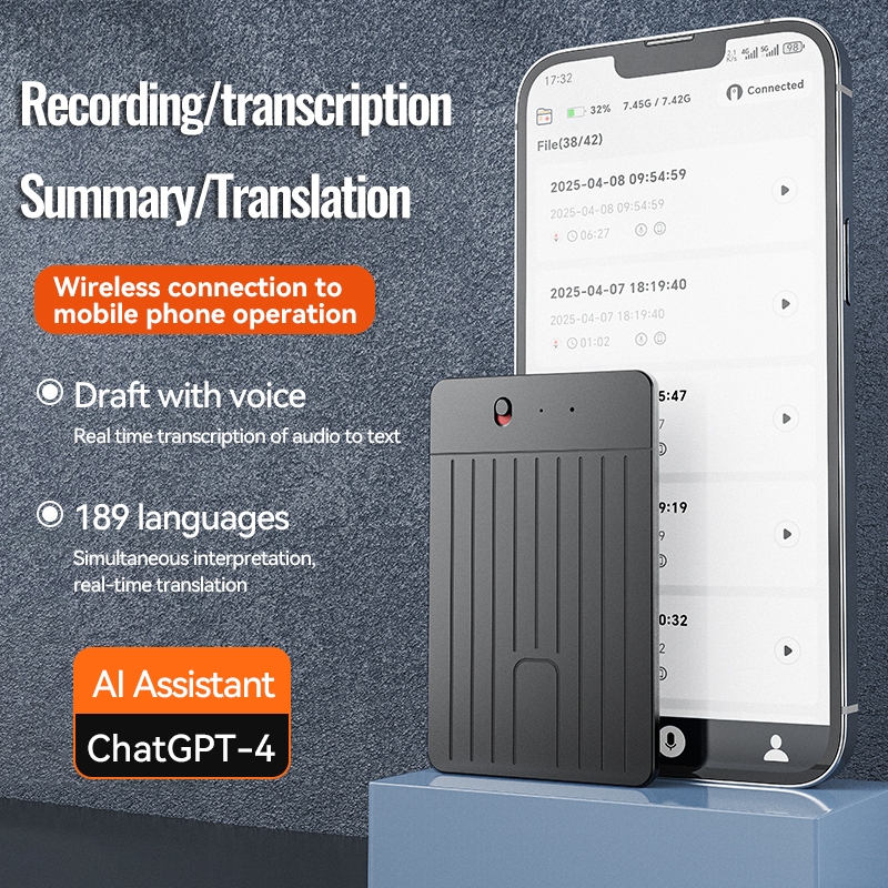 ChatGPT-4 AI เครื่องบันทึกเสียงชิป Cancelling Real-Time Trancription เครื่องมือ BT การเชื่อมต่อ AI อุปกรณ์จดบันทึกสําหรับใช้ในสํานักงาน