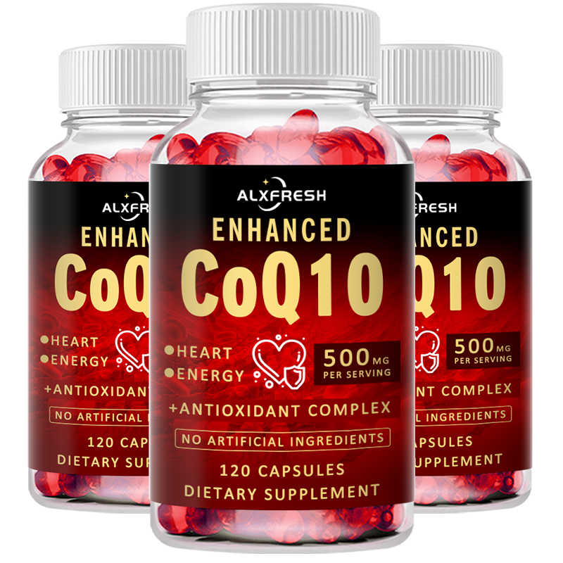 CoQ10 ดูดซึมสูง 200 มก. สําหรับอาหารเสริมสุขภาพหลอดเลือดหัวใจพลังงานเซลล์พร้อม PQQ Omega-3s