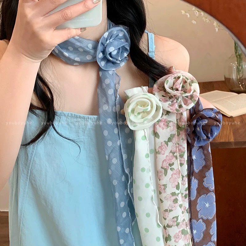 ผ้าพันคอกิ๊บดอกกุหลาบที่ถอดออกได้ มัลติฟังก์ชั่น สำหรับฤดูร้อน