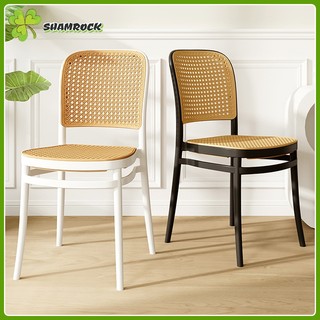 Dining Chair With Backrest Plastic Rattan Chair Nordic Plastic Stackable Chair