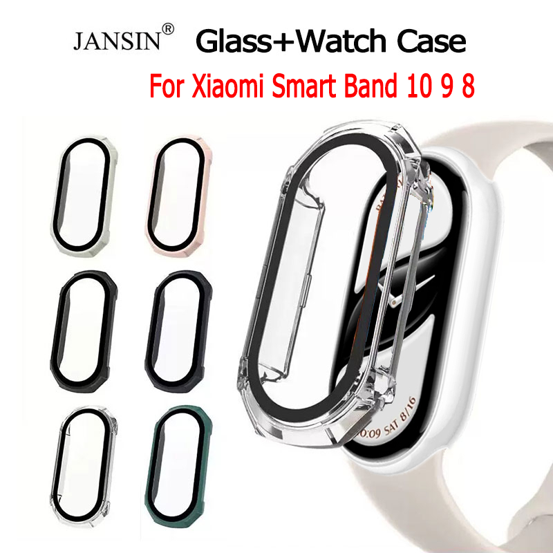 เคส Xiaomi Smart Band 10 กระจก + เคสสํา xiaomi mi band 10 9 8 เคส พร้อมฟิล์มกระจกนิรภัย สำหรับ miban