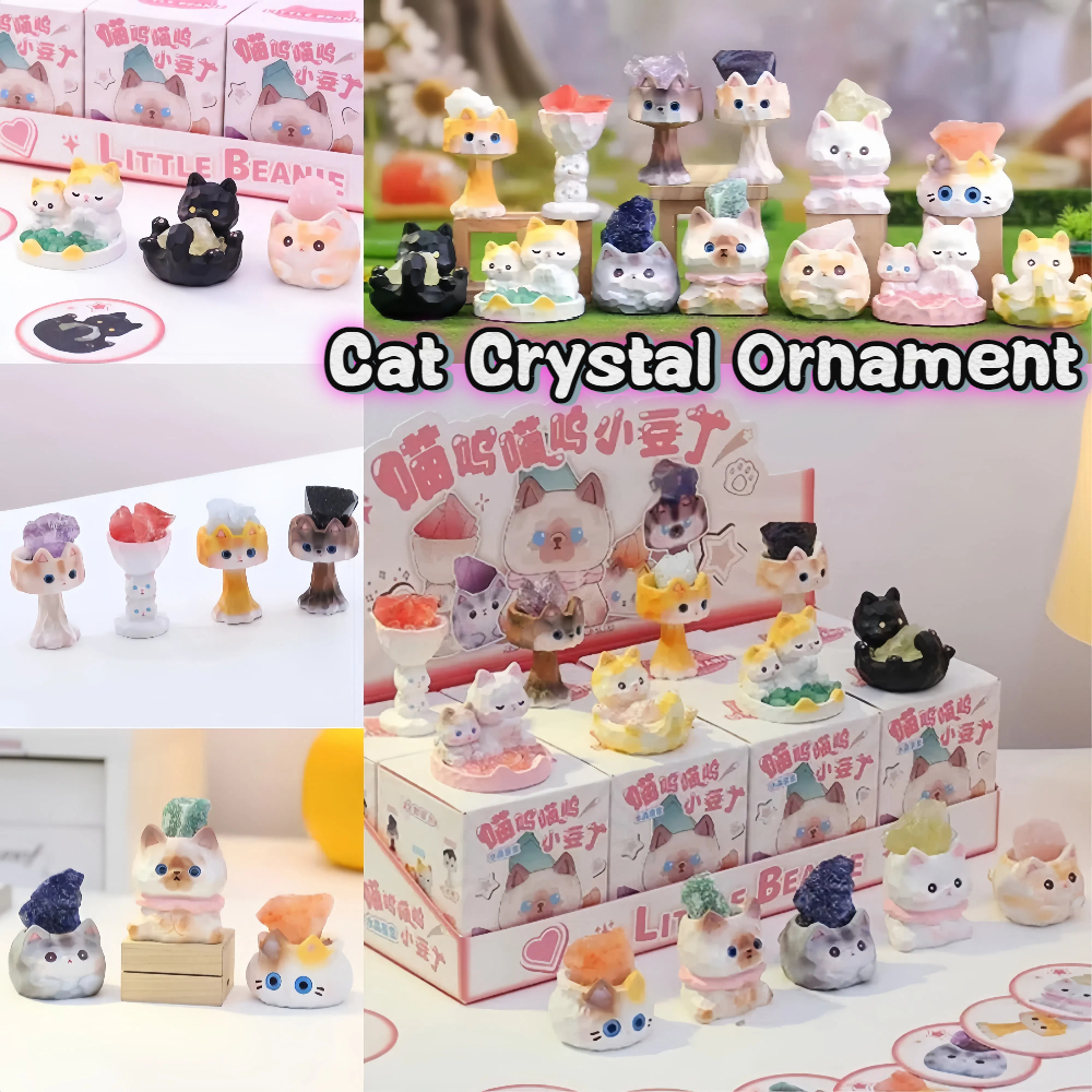 กล่องตาบอดคริสตัลแมว | สัตว์น่ารักรุ่นสก์ท็อปเครื่องประดับตกแต่งสํานักงานของขวัญวันเกิด
