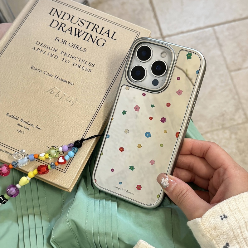 เคสไอโฟน กระจก Dopamine สีสันสดใส ลายดอกไม้ เคสไอโฟน13 สำหรับ iPhone 13 14 15 16