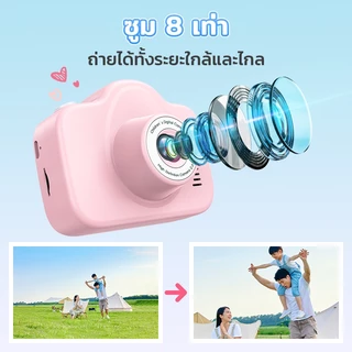 Kiumo กล้องถ่ายรูปเด็ก กล้องดิจิตอลสําหรับเด็กเลนส์คู่ HD Melody Kitty กล้องเซลฟี่สําหรับเด็ก การบันทึกวิดีโอ ของขวัญวันเกิด