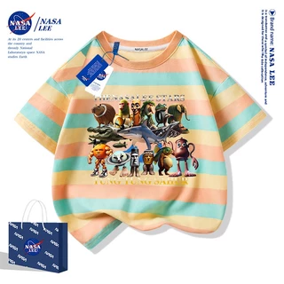 【สินค้ามีในสต็อก】เสื้อยืดเด็ก NASA สีดำ ผ้าฝ้าย 100% ลายพิมพ์จากตำนาน Shan Hai Jing ไซส์หลวม แขนสั้น สำหรับเด็กชายและเด็กหญิง