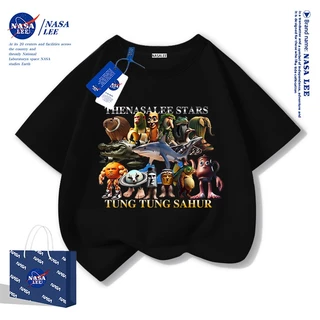【สินค้ามีในสต็อก】เสื้อยืดเด็ก NASA สีดำ ผ้าฝ้าย 100% ลายพิมพ์จากตำนาน Shan Hai Jing ไซส์หลวม แขนสั้น สำหรับเด็กชายและเด็กหญิง
