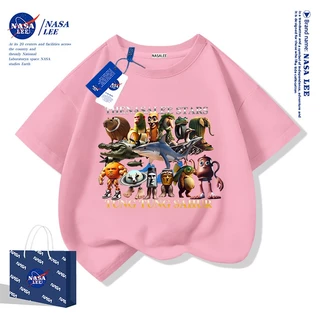 【สินค้ามีในสต็อก】เสื้อยืดเด็ก NASA สีดำ ผ้าฝ้าย 100% ลายพิมพ์จากตำนาน Shan Hai Jing ไซส์หลวม แขนสั้น สำหรับเด็กชายและเด็กหญิง