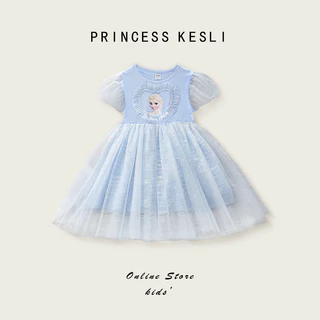 Princess Kesli ชุดเดรสเด็กผู้หญิง กระโปรงสีฟ้า สไตล์เจ้าหญิง เด็กผู้หญิงชุดวันเกิด1-9 ปี