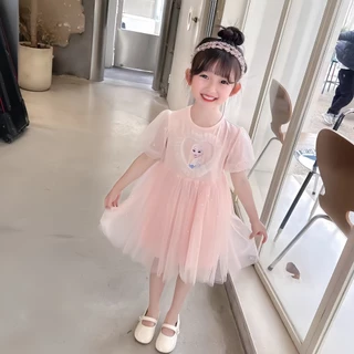 Princess Kesli ชุดเดรสเด็กผู้หญิง กระโปรงสีฟ้า สไตล์เจ้าหญิง เด็กผู้หญิงชุดวันเกิด1-9 ปี