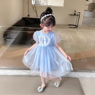 Princess Kesli ชุดเดรสเด็กผู้หญิง กระโปรงสีฟ้า สไตล์เจ้าหญิง เด็กผู้หญิงชุดวันเกิด1-9 ปี