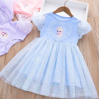 Princess Kesli ชุดเดรสเด็กผู้หญิง กระโปรงสีฟ้า สไตล์เจ้าหญิง เด็กผู้หญิงชุดวันเกิด1-9 ปี
