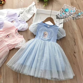 Princess Kesli ชุดเดรสเด็กผู้หญิง กระโปรงสีฟ้า สไตล์เจ้าหญิง เด็กผู้หญิงชุดวันเกิด1-9 ปี
