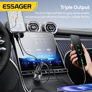 Essager 108W Fast Charging 2 ประเภท C +1 USB-A Car Charger Quick Charge สําหรับ iP Huawei โทรศัพท์มือถือ Charger