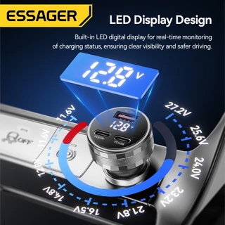Essager 108W Fast Charging 2 ประเภท C +1 USB-A Car Charger Quick Charge สําหรับ iP Huawei โทรศัพท์มือถือ Charger