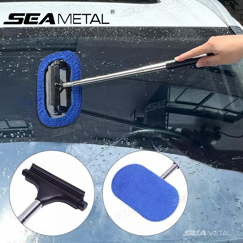 SEAMETAL 180° ขยายกระจกรถยนต์ทําความสะอาดติดกระจกปัดน้ําฝนหน้าต่างปัดน้ําฝนหน้าต่างทําความสะอาดแปรงไมโครไฟเบอร์ทําความสะอาดหน้าต่างเครื่องมือรถด้านข้างกระจกมองหล