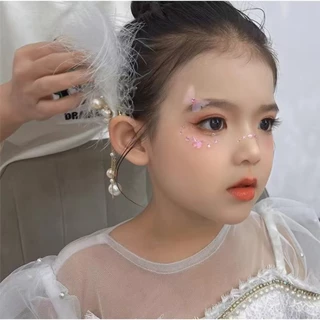 สติกเกอร์เพชรประดับหน้าแบบติดเองลายผีเสื้อออโรร่าด้วยผ้ามุ้ง สำหรับแต่งหน้าเด็กบนเวที