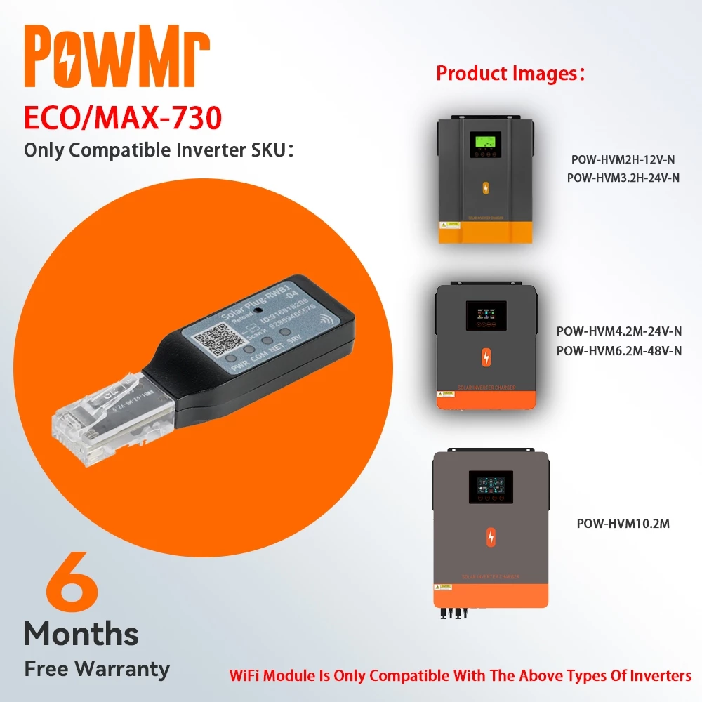 【จัดส่งในพื้นที่】PowMr WIFI-VM โมดูลไร้สาย WIFI พร้อมรีโมตคอนโทรล RS232 สําหรับพอร์ตอินเวอร์เตอร์พลังงานแสงอาทิตย์