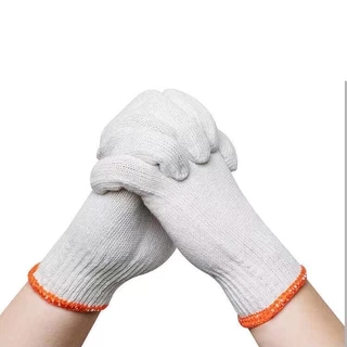 (แพ็ค 12 คู่) ถุงมือผ้าฝ้าย สีเทา/ขาว ศิลปะ ชาวนา สบาย ที่มีประโยชน์ อเนกประสงค์