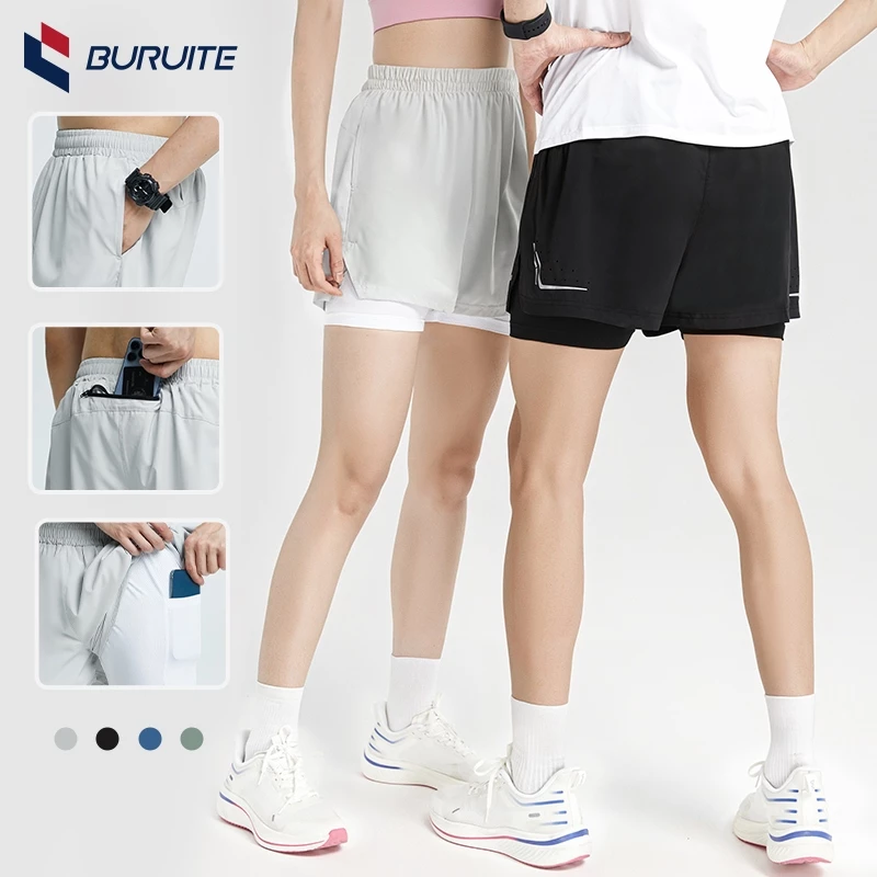 กางเกงวิ่ง Unisex 2IN1 มีซับในป้องกันโป๊ แห้งเร็ว ระบายอากาศดี สำหรับวิ่งและออกกำลังกาย