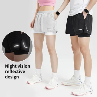 กางเกงวิ่ง Unisex 2IN1 มีซับในป้องกันโป๊ แห้งเร็ว ระบายอากาศดี สำหรับวิ่งและออกกำลังกาย
