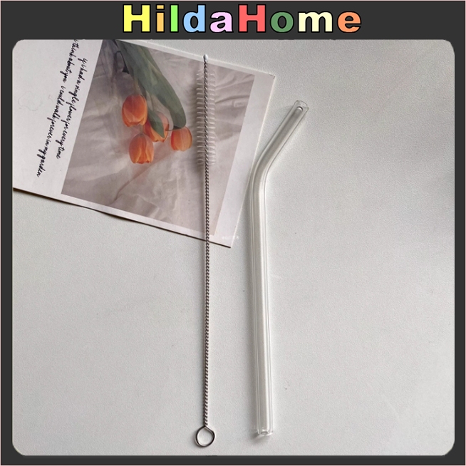 จัดส่งจากประเทศไทย ชุดฟางแก้ว หลอดตรง หลอดโค้ง+วัสดุแก้ว Borosilicate แปรง