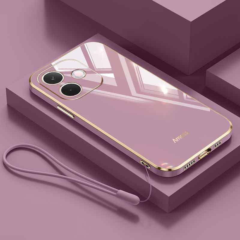 VRQR สําหรับ Oppo A6 A5i A5 Pro 5G 4G A5X A5i A5 4G 5G ออกแบบใหม่สไตล์หรูหราขอบตรงเคสโทรศัพท์ฟรีเชือ