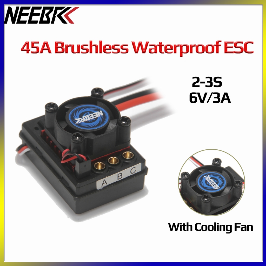 NEEBRC 45A 6 V/3A กันน้ํา Brushless ESC 2-3S ปลั๊กอะไหล่อัพเกรดสําหรับมอเตอร์ไร้แปรง SCY 16101 PRO 1