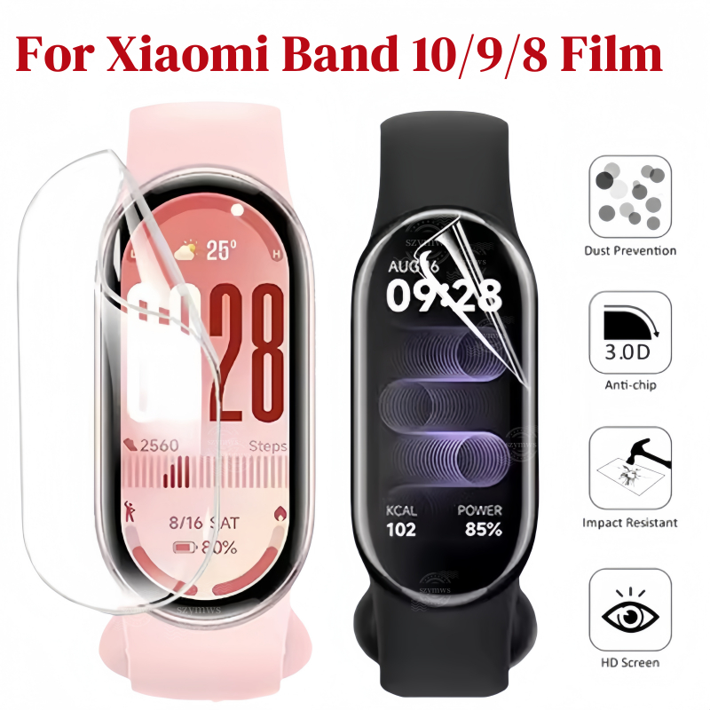 1-3 ชิ้นป้องกันหน้าจอสําหรับ Xiaomi Mi Band 10 9 8 Soft TPU Hydrogel ฟิล์ม Anti-scratch ป้องกันฟิล์มสําหรับ Mi Band 10 9 8
