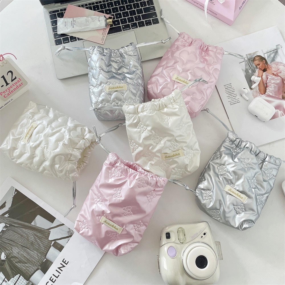 กระเป๋ากล้อง PU เงา กันตก กระเป๋าหูรูด 18x17x6cm