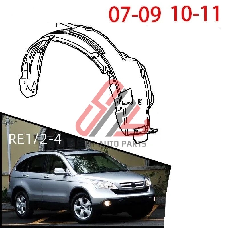 (พร้อมสต็อก) บังโคลนหน้าสําหรับ HONDA CRV CR-V 2007 2008 2009 2010 2011 SWA SWN ไดร์เวอร์ด้านหน้า Fender Liner แผงด้านในพลาสติก Guard Shield