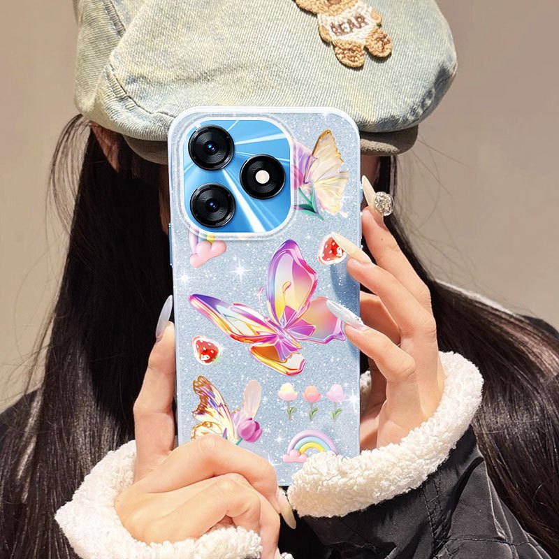 YBD IMDเคสโทรศัพท์สําหรับTecno Spark 10 4G Spark 10C KI5q KI5k KT5m Dreamy Rainbowผีเสื้อ