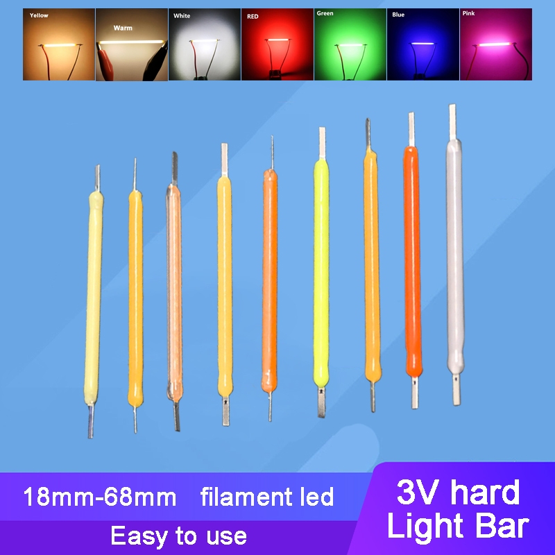 10 ชิ้น 3 โวลต์ LED เซรามิค Hard Filament Light Bar สําหรับตกแต่งบ้านกลางแจ้ง DIY