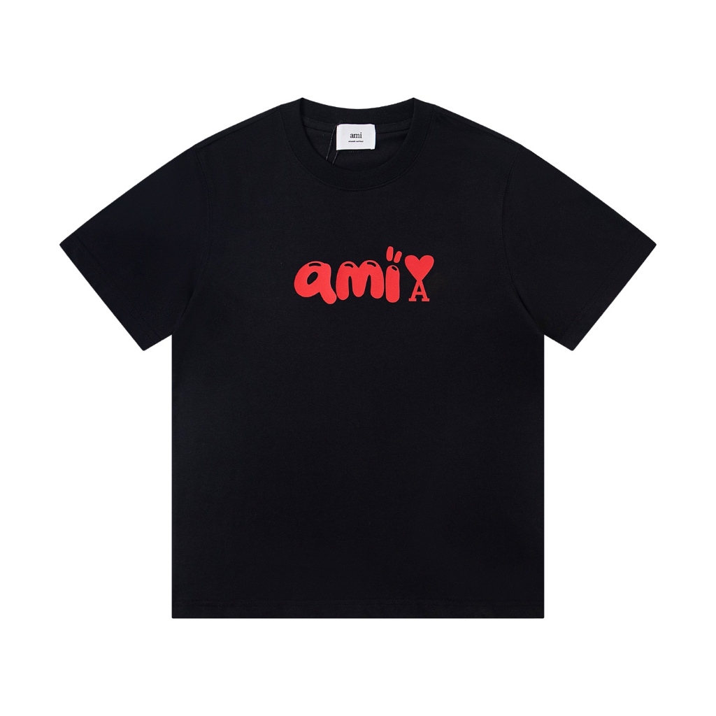 เสื้อยืดแขนสั้น Unisex สไตล์ใหม่รูบาร์บลายตารางหมากรุก พิมพ์ผ้า 240g เส้นด้ายคู่