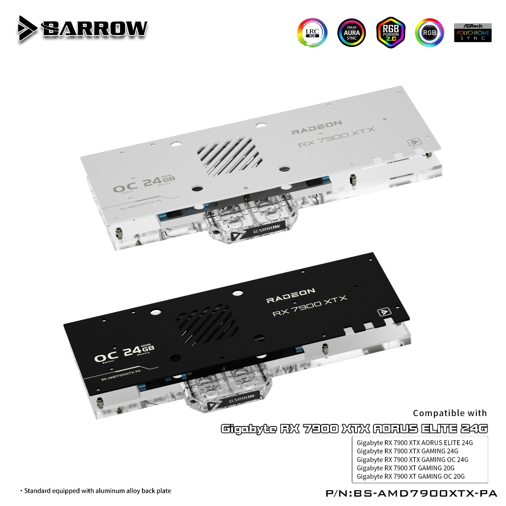 Barrow ครอบคลุมเต็มรูปแบบ GPU Water Block สําหรับ Gigabyte RX 7900 XTX Gaming AORUS ELITE BS-AMD7900