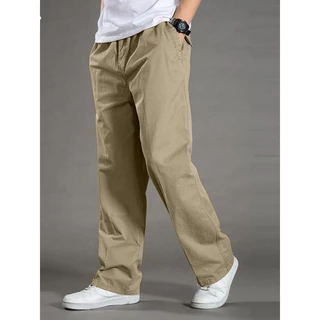 M-2XL กางเกงคาร์โก้ผู้ชาย ทรงตรงหลวม สไตล์ลำลอง ผ้านุ่มระบายอากาศ เหมาะใส่ทำงานประจำวัน