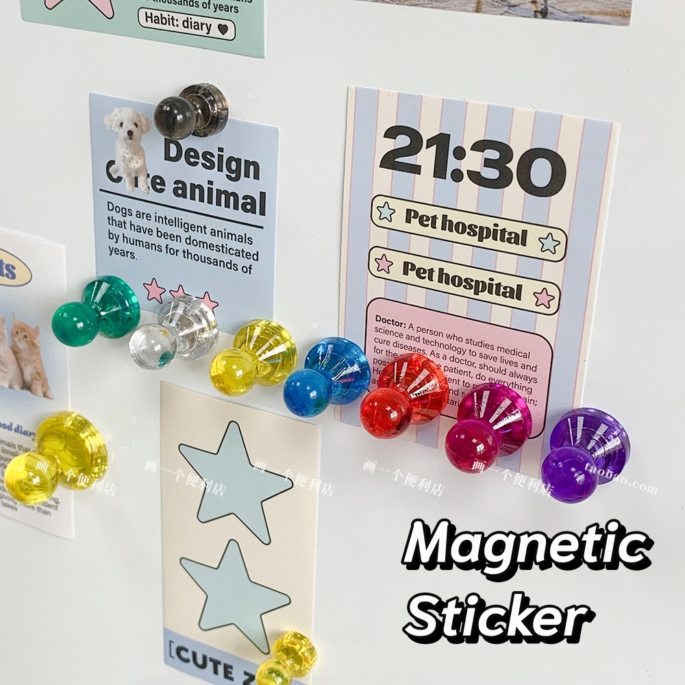 โปร่งใสแม่เหล็กขาวงกลมกดขาสีตู้เย็นสติกเกอร์แม่เหล็กหินยืนแน่นแม่เหล็กดึงขา