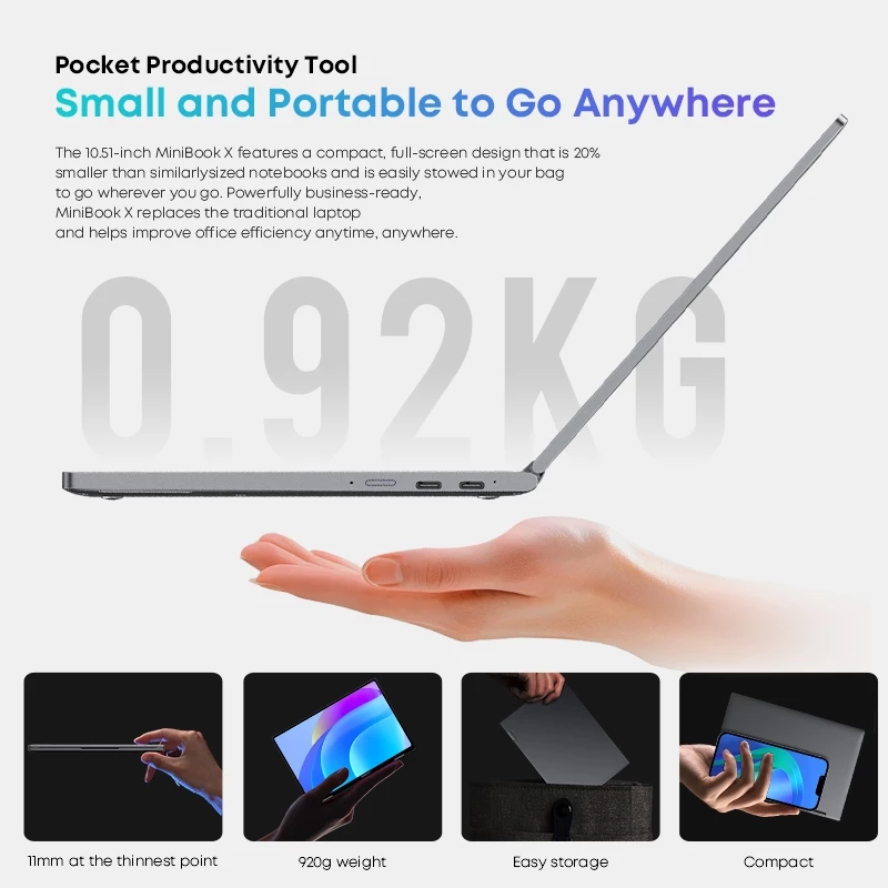 2026 Chuwi Minibook X 1-In-2 Tablet With Intel N150 10.51-Inch Fhd Ips Screen Lpddr5 12Gb 512G Ssd Windows 11 1200x1920 Laptop thumbnail 5