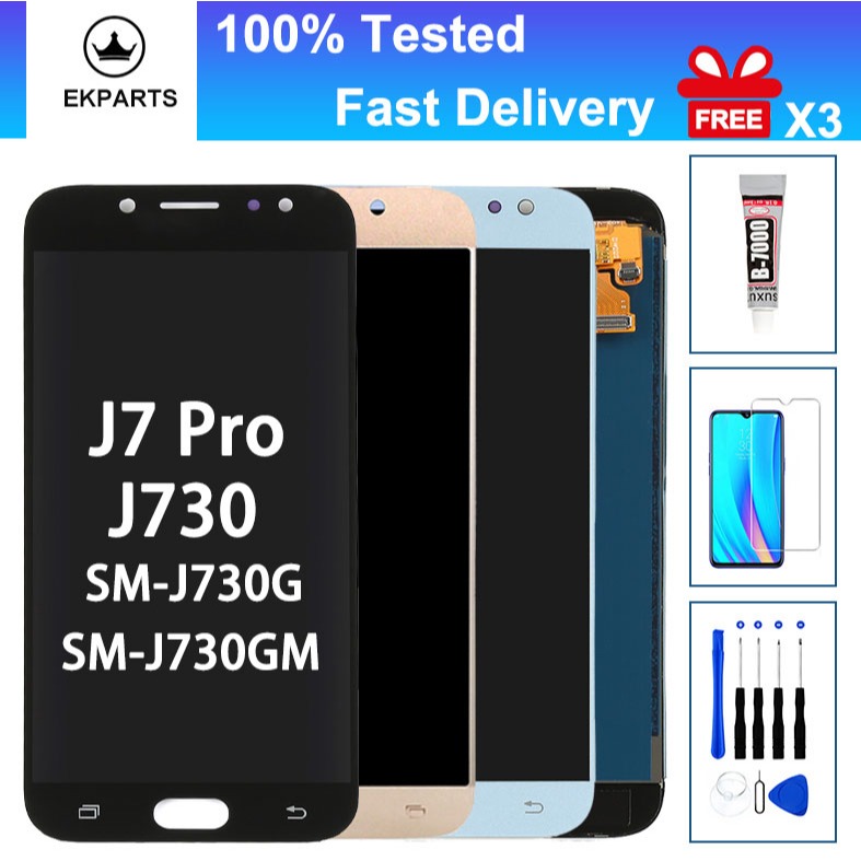 ทดสอบ 100% สําหรับ Samsung Galaxy J7 Pro J730 จอแสดงผล LCD Touch Screen Digitizer Assembly Parts J73