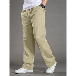 M-2XL กางเกงคาร์โก้ผู้ชาย ทรงตรงหลวม สไตล์ลำลอง ผ้านุ่มระบายอากาศ เหมาะใส่ทำงานประจำวัน