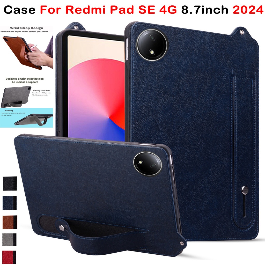 สําหรับ Redmi Pad SE 4G 8.7 นิ้ว 2024 มือถือสีทึบคุณภาพสูงซิลิโคนอ่อนนุ่ม PU หนังฝาครอบแท็บเล็ตป้องกันกรณี