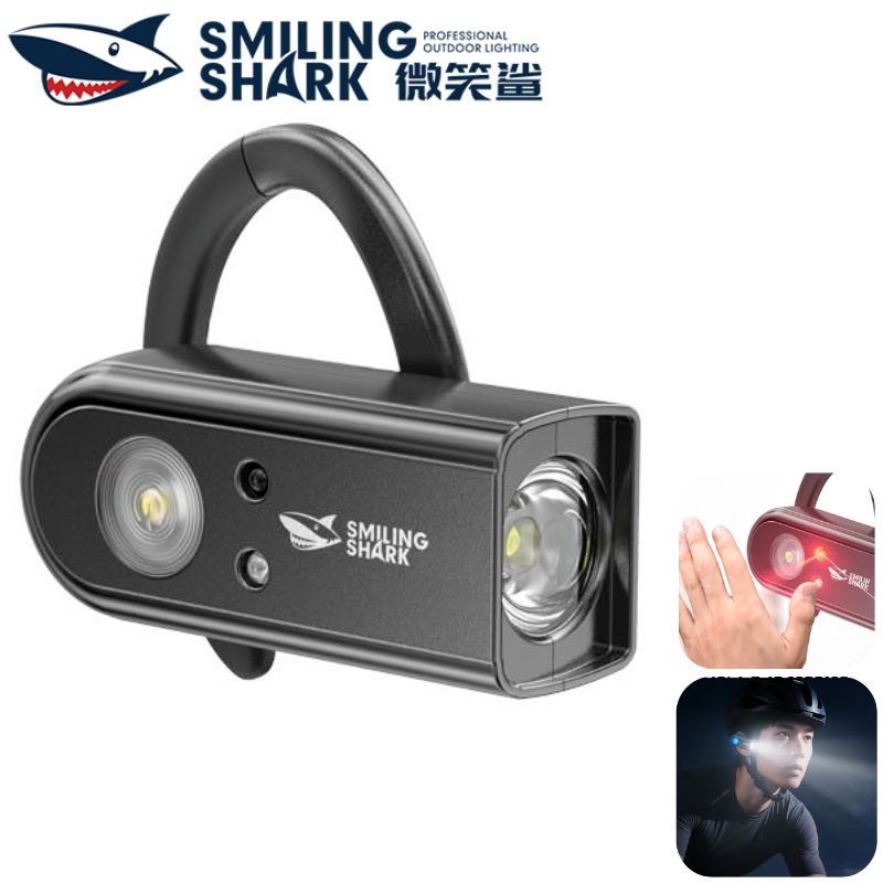 SMILING SHARK TD0245 LED ไฟหน้า 4 โหมด Induction Head พร้อมEarhook และชาร์จแบบType-C กันน้ำสำหรับการตกปลาและขี่จักรยานกลางแจ้ง