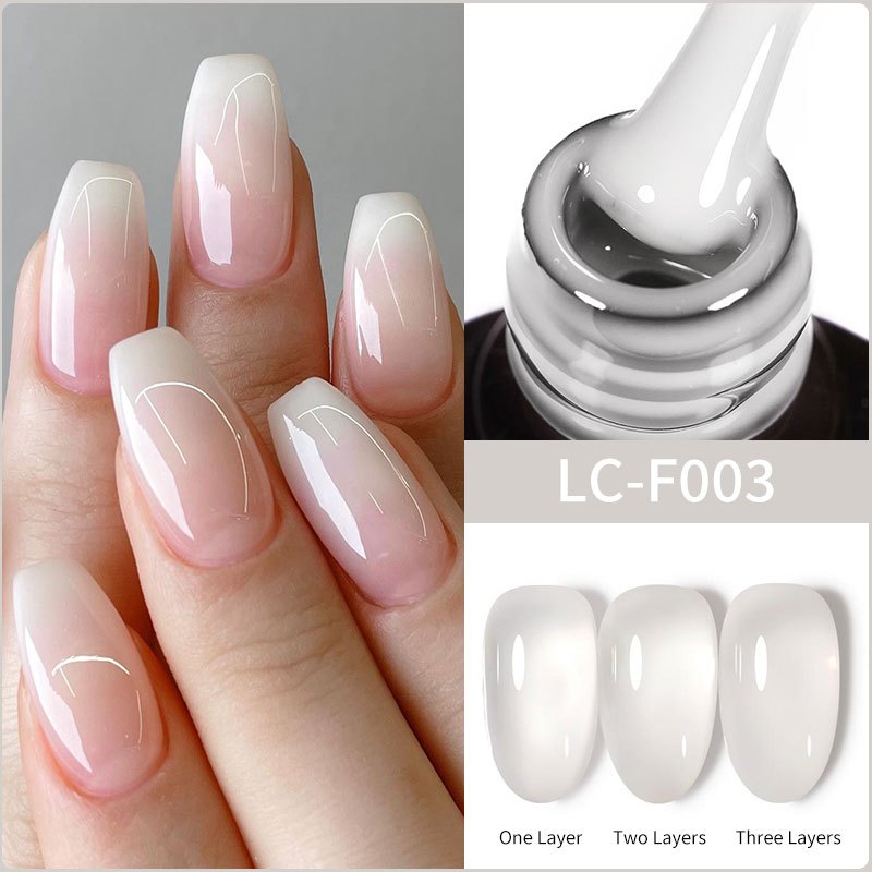 LILYCUTE Milky White Jelly Nude Gel Polish สีขาวโปร่งแสง Soak Off Gel Vernis กึ่งถาวรเจลเคลือบเงา