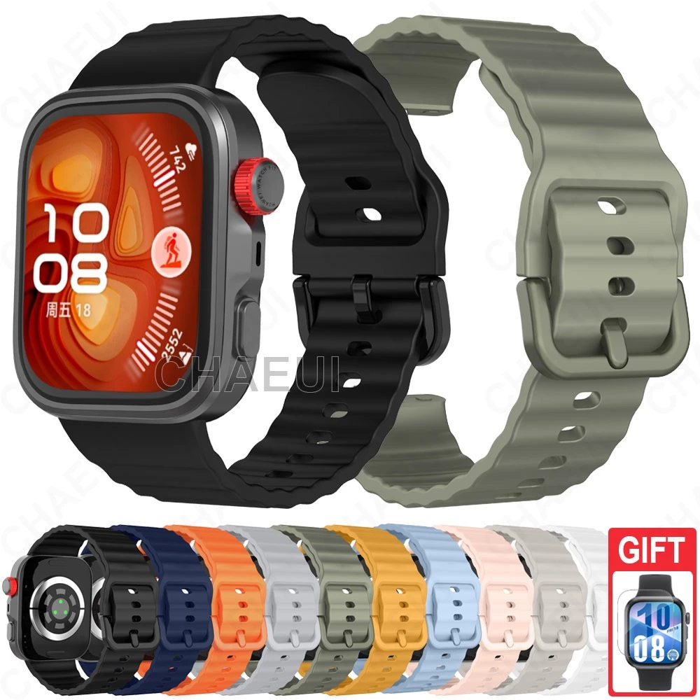 สร้อยข้อมือซิลิโคนทนทาน Band Sport Strap อุปกรณ์เสริมสําหรับ Huawei Watch Fit 5 4 3 / Fit 5 4 Pro