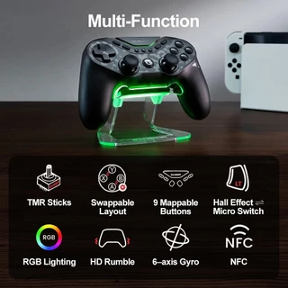 ACMER GameSir คอนโทรลเลอร์ไร้สาย T3 Pro สำหรับ Switch/PC/iOS/Android รองรับการเชื่อมต่อ Bluetooth/2.4G/แบบมีสาย พร้อมปุ่มปรับแต่งได้ 9 ปุ่ม, ไจโรสโคป 6 แกน, ทริกเกอร์แบบ Hall Effect และฟังก์ชัน NFC